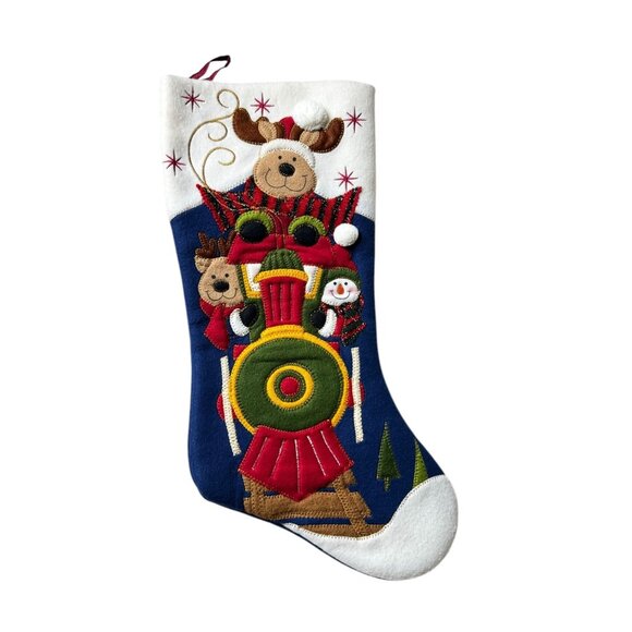 Prima Creations 2008 Christmas Stocking With Train & Reindeer Design - Picture 3 of 5
